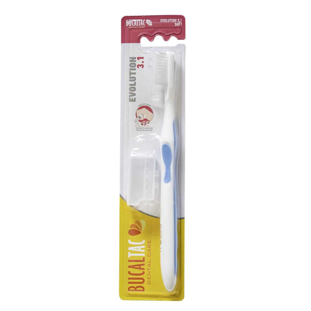 Bucal Tac Evolution Soft Toothbrush 3.1: 3-Row Bristles, Non-Slip Handle, Innovative Grip Control & More
