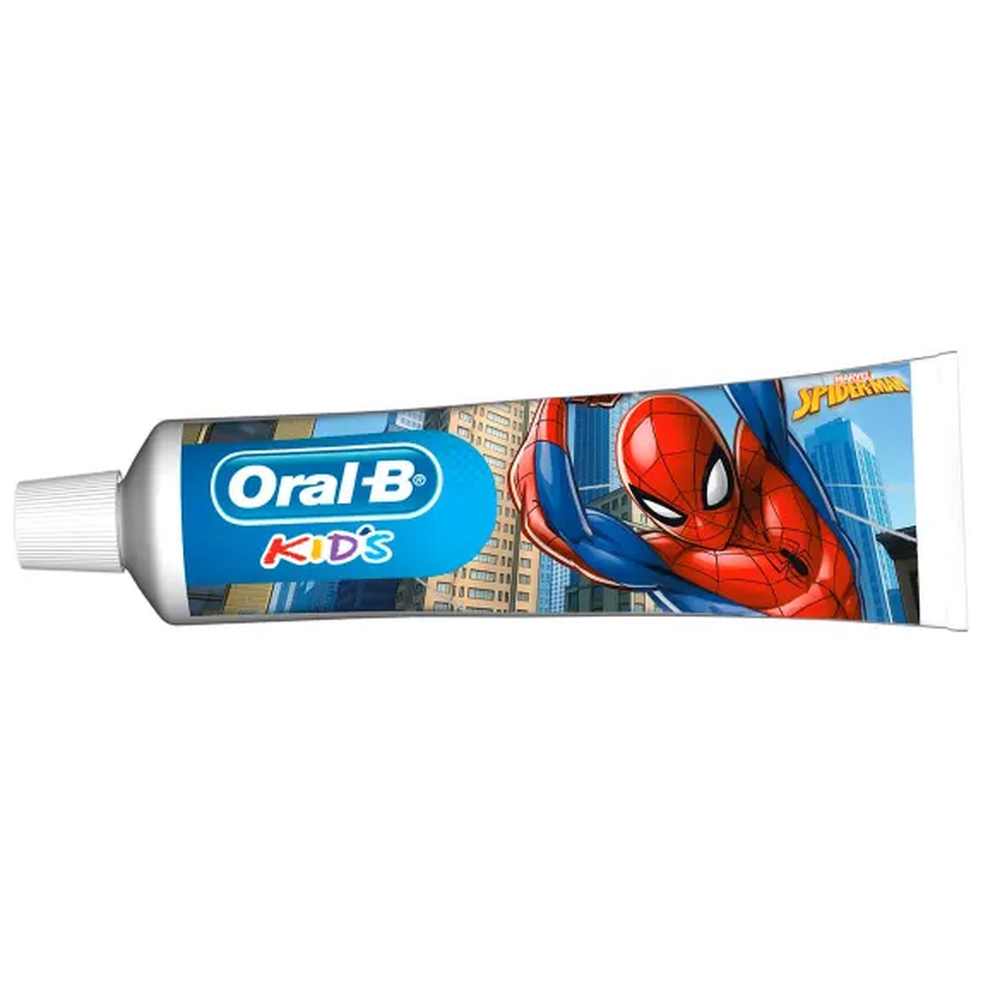 Oral B Kids Spiderman Toothpaste (50Ml/1.69Fl Oz) - Bubble Gum Flavor, Sugar-Free & Fluoride-Free, Strengthens Teeth & Remineralizes Enamel